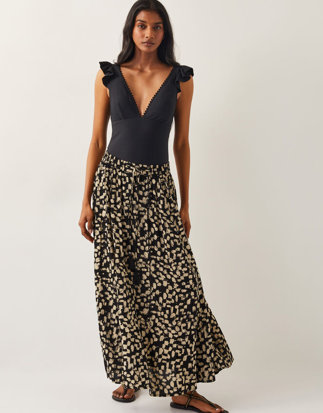 Ania Batik Print Maxi Skirt, Black (BLACK), large