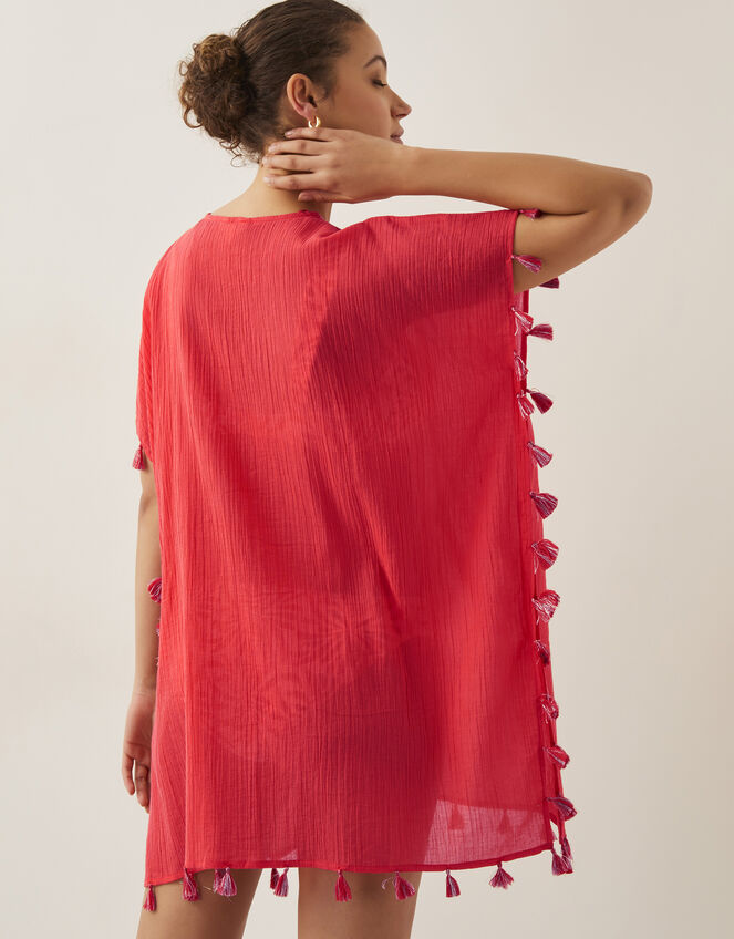 Katie Embroidered Tassel Kaftan, Orange (CORAL), large