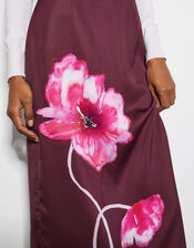 Elizabeth Floral Midi Skirt, Red (BURGUNDY), large