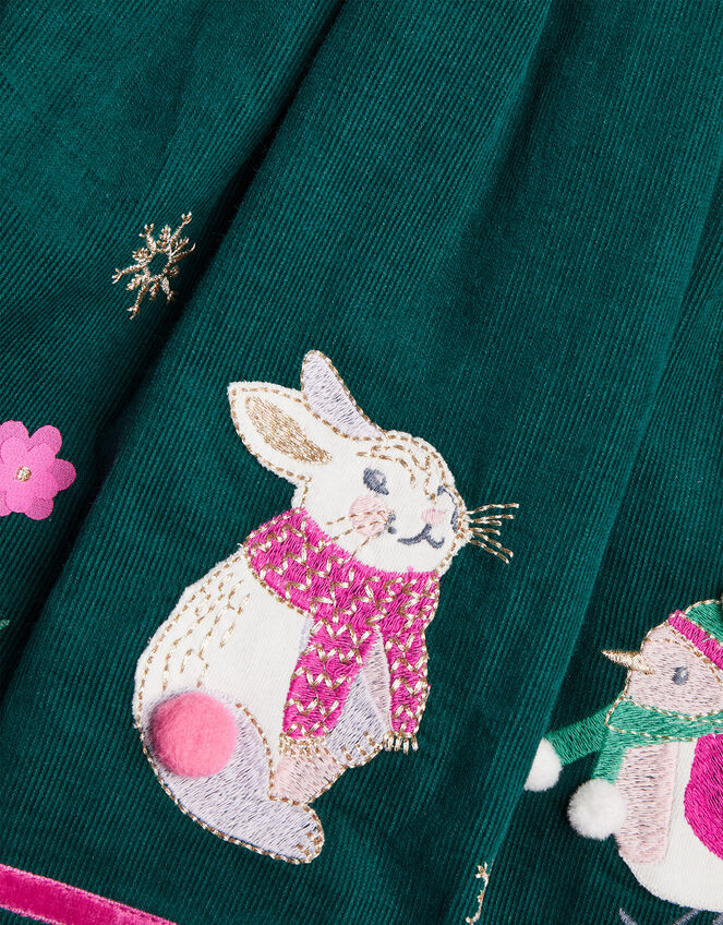 Baby Cord Animal Applique Dress, Teal (TEAL), large