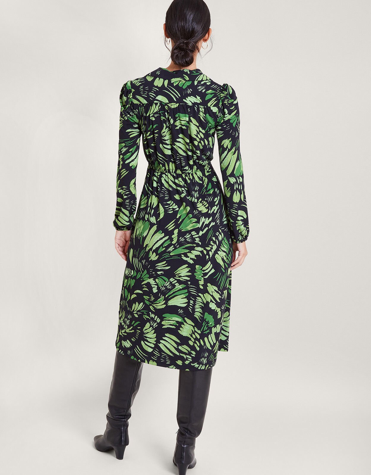 Green snake print midi dress 2025