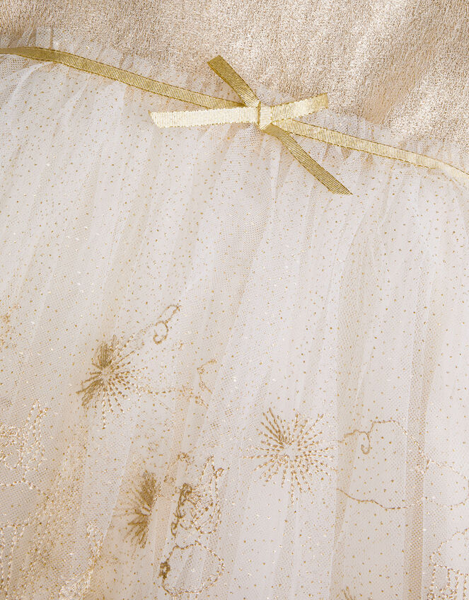 Land of Wonder Puff Sleeve Princess Steeple Dress, Natural (CHAMPAGNE), large