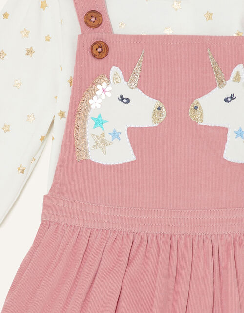 Baby Unicorn Pinny Dress and Top Set, Pink (PINK), large