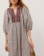 Laila Embellished Print Midi Dress, Ivory (IVORY), large