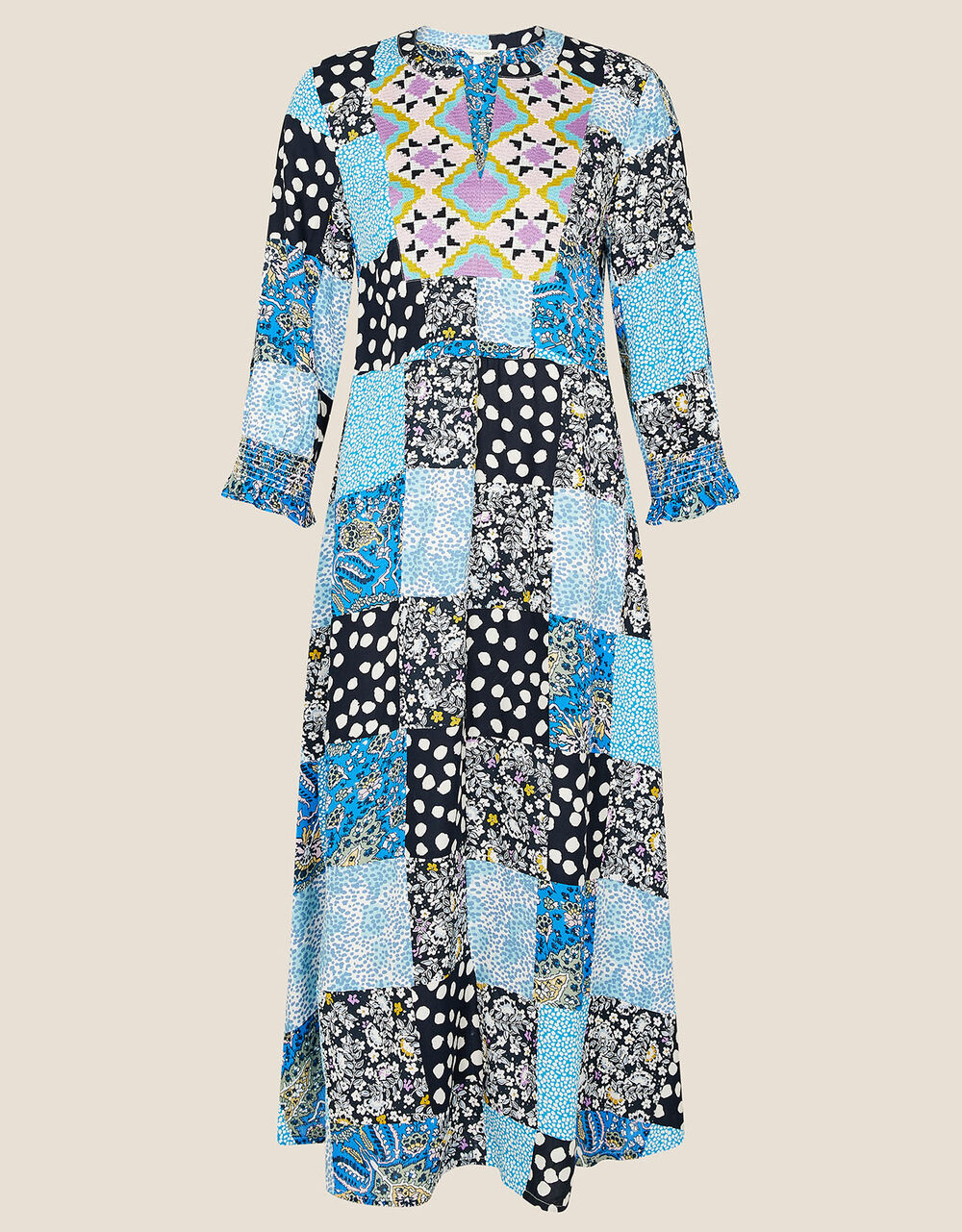 Patchwork Print Midi Dress Blue | Casual & Day Dresses | Monsoon UK.