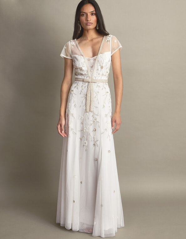 Michelle Embroidered Maxi Dress, Ivory (IVORY), large