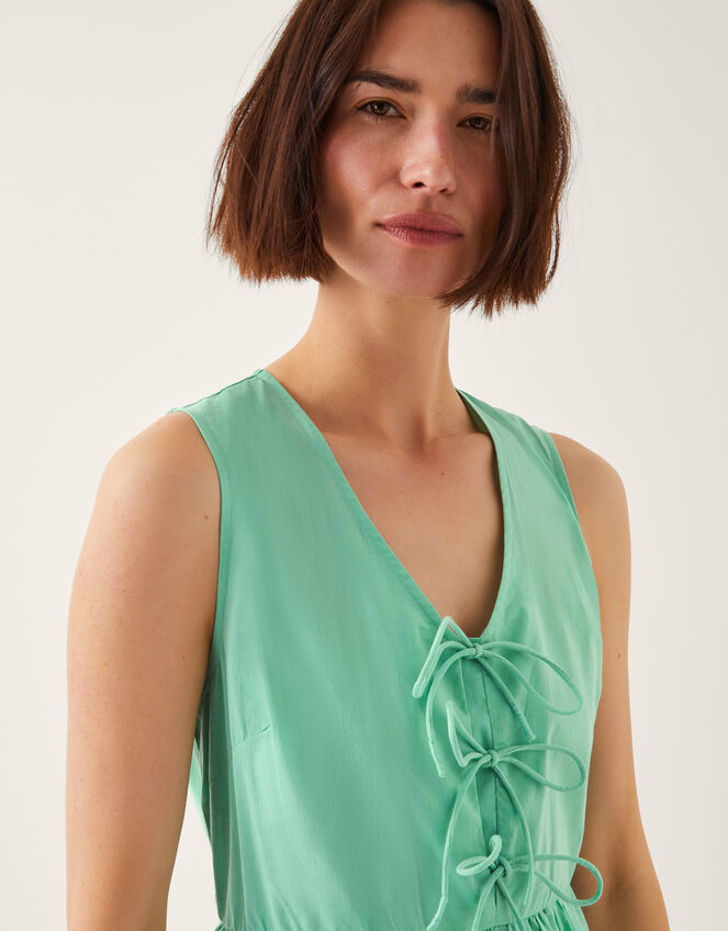 Sadie Tie Broderie Midi Dress, SEA GREEN, large