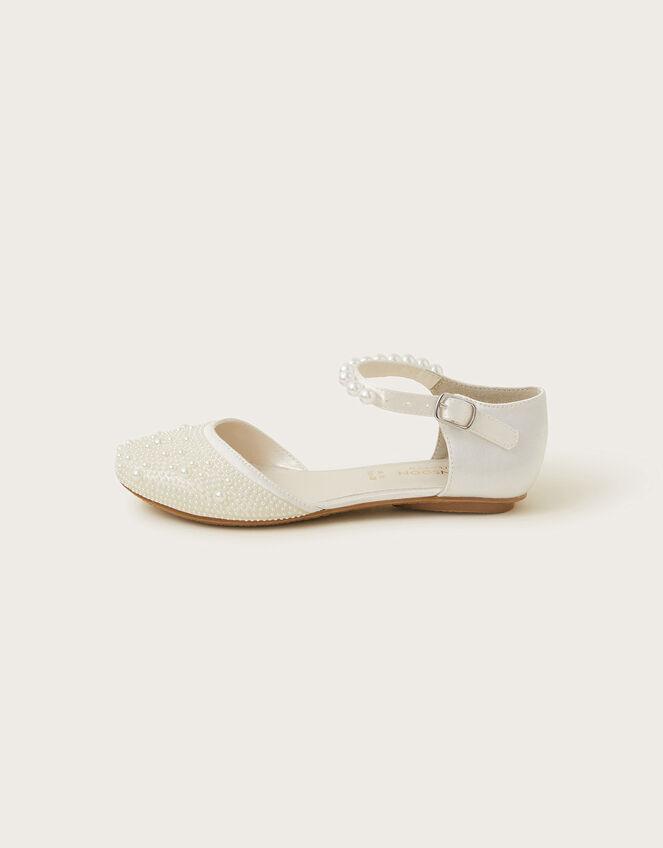 Pearly Two-Part Ballet Flats Ivory | Girls' Flat Shoes | Monsoon UK.
