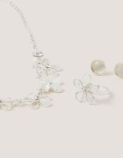 Floral Butterfly Jewellery Set, Silver (SILVER), large