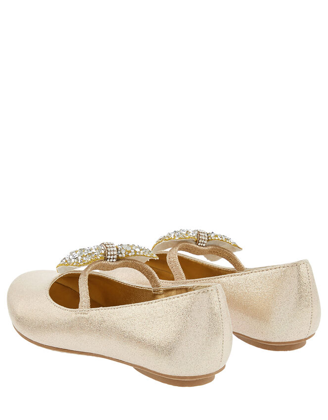 Dawn Dazzle Bow Ballerina Flats, Gold (GOLD), large