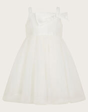 Baby Betty Bow Twill Dress, Ivory (IVORY), large