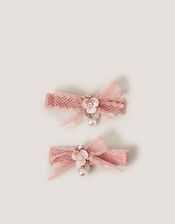 2-Pack Lace Bow Hair Clips, , large