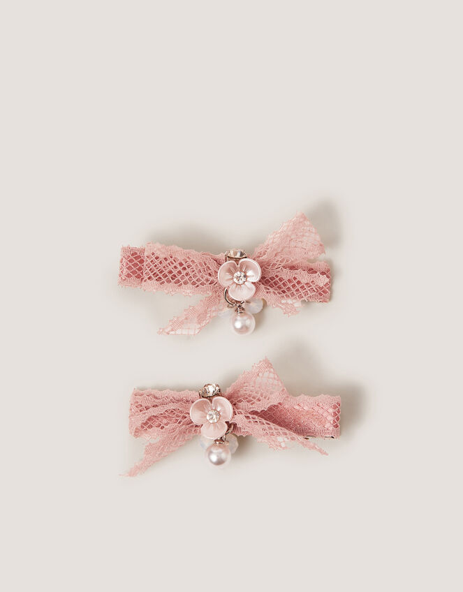 2-Pack Lace Bow Hair Clips, , large