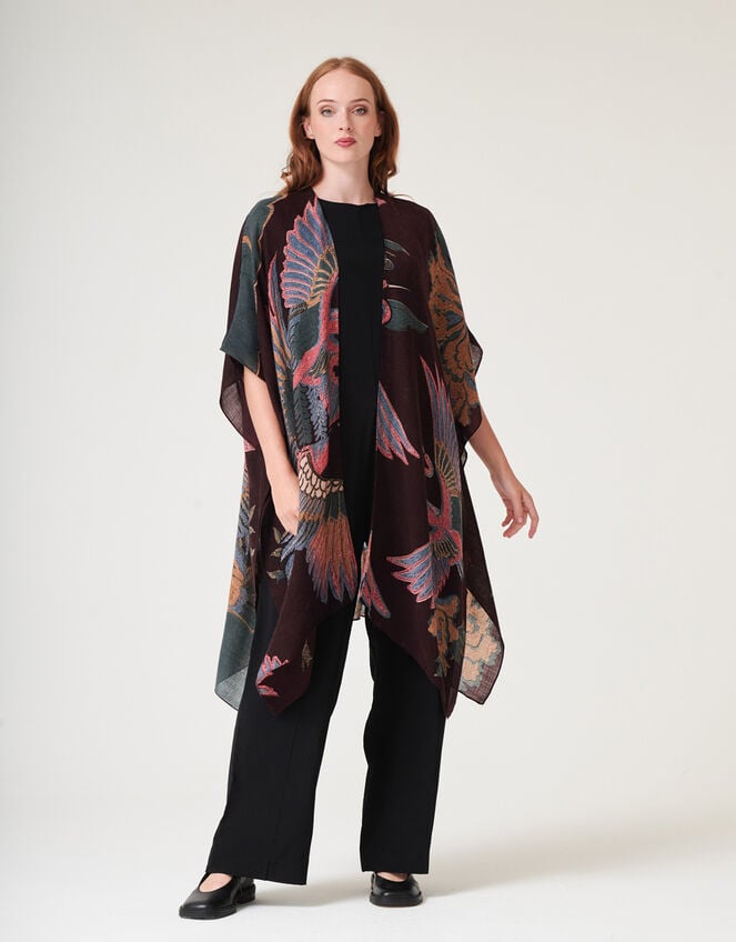 One Hundred Stars Crane Print Throwover Jacket, , large