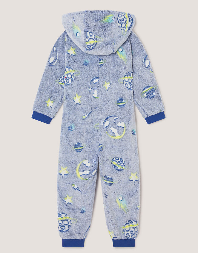 Glow In The Dark Space Fleece Onesie, Blue (BLUE), large