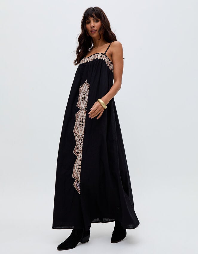 Raffya Sapphire Embroidered Maxi Dress, Blue (NAVY), large