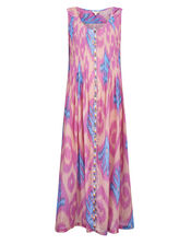 East Erika Ikat Print Button Through Dress, Pink (PINK), large