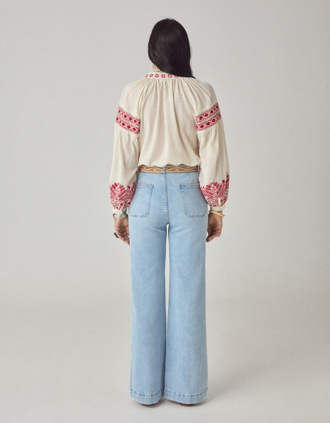 Maison Hotel Antonella Floral Embroidered Blouse, Red (RED), large