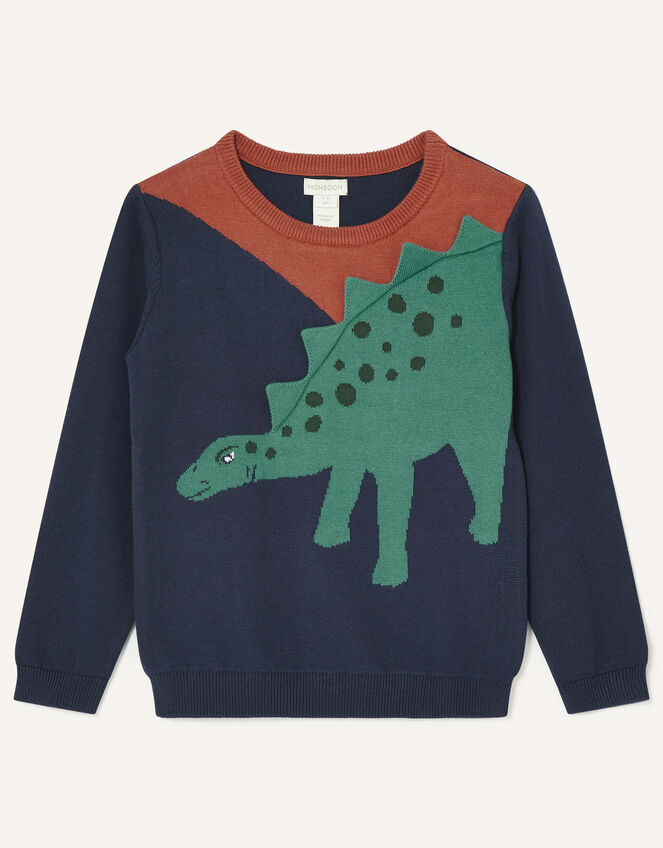 3D Dinosaur Knit Jumper, Blue (NAVY), large