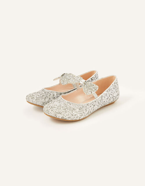 Glitter Ballerina Flats, Silver (SILVER), large