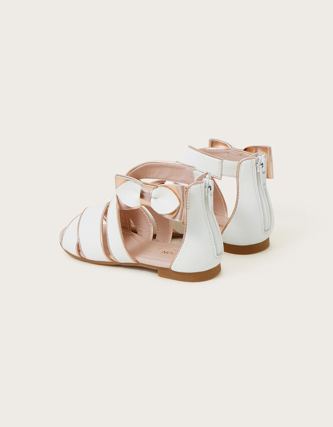 Bow Strappy Sandals, Ivory (IVORY), large