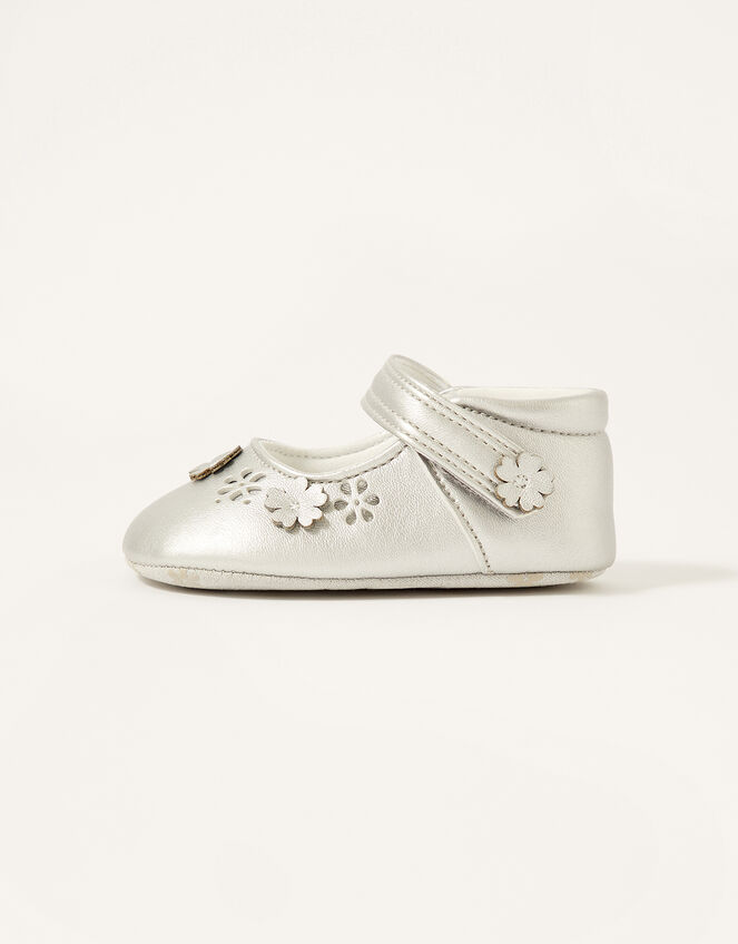 3D Flower Shimmer Booties Silver