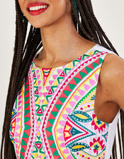 Mosaic Embroidered Midi Dress in LENZING™ ECOVERO™, White (WHITE), large