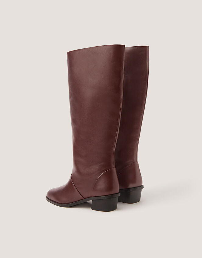 Indi Leather Knee High Boots, Red (BURGUNDY), large