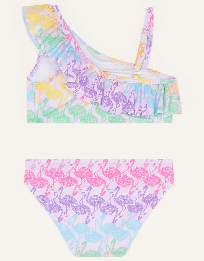 Flamingo Stripe One-Shoulder Bikini with Recycled Polyester, Pink (PINK), large