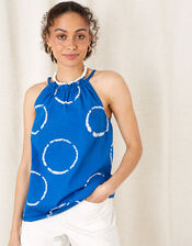 Tie-Dye Poplin Cami , Blue (BLUE), large