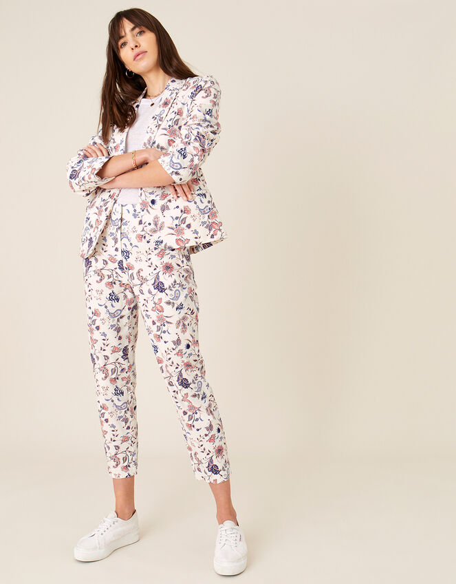 Floral Print Trousers, Ivory (IVORY), large