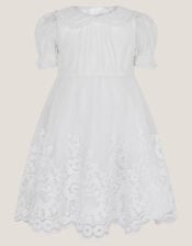 Baby Athena Floral Embroidered Dress, White (WHITE), large