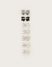 7-Pack Sparkle Bow Hair Clips, , large