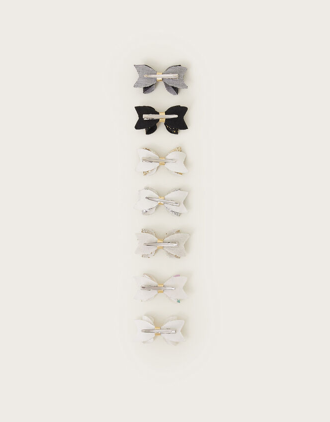 7-Pack Sparkle Bow Hair Clips, , large