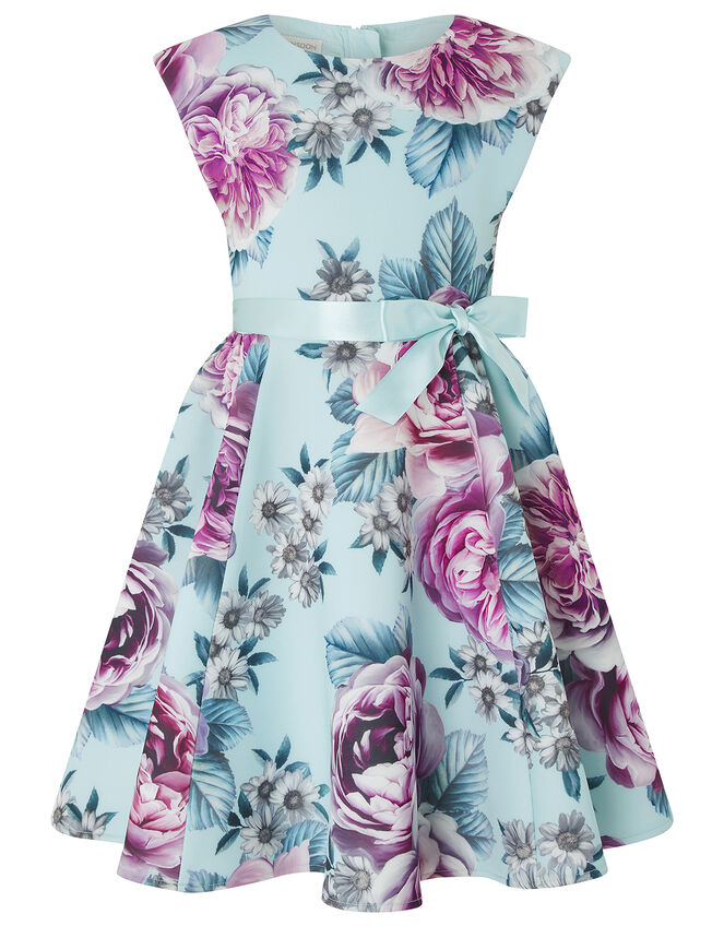 Leena Floral Scuba Occasion Dress, Blue (PALE BLUE), large