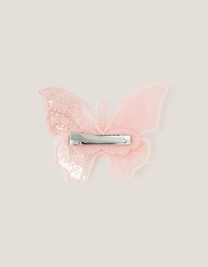 Pearl Embellished Butterfly Hair Clip, , large