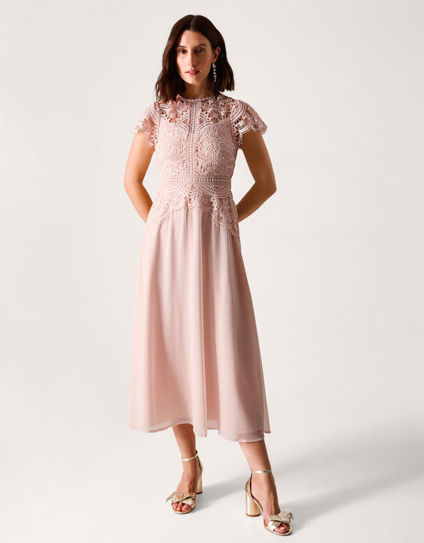 Monica Lace Midi Bridesmaid Dress, Pink (SOFT PINK), large