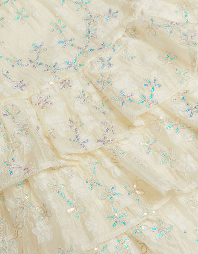 Georgie Sequin Jacquard Tiered Party Dress, Ivory (IVORY), large