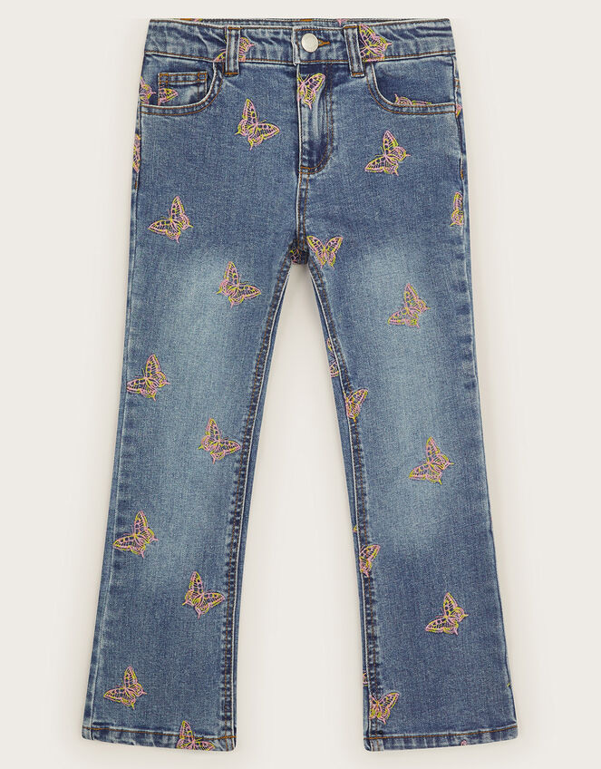 Butterfly Embroidered Jeans, Blue (BLUE), large