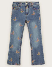 Butterfly Embellished Jeans, Blue (BLUE), large