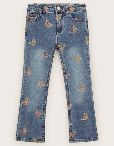 Butterfly Embellished Jeans, Blue (BLUE), large