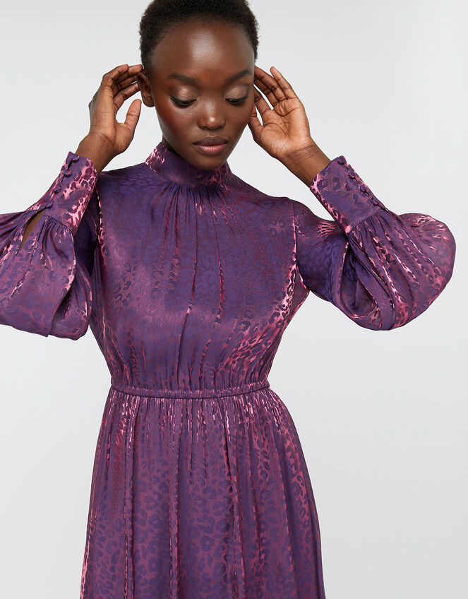 Phi Phi Animal Shimmer Midi Dress, Purple (PURPLE), large