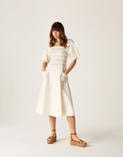 Mirla Beane Puff Sleeve Dress, Cream (CREAM), large