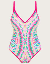 Mosaic Print Swimsuit, Pink (PINK), large