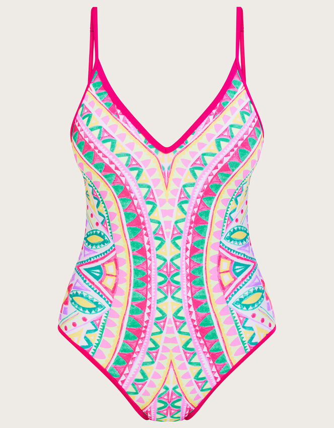 Mosaic Print Swimsuit, Pink (PINK), large