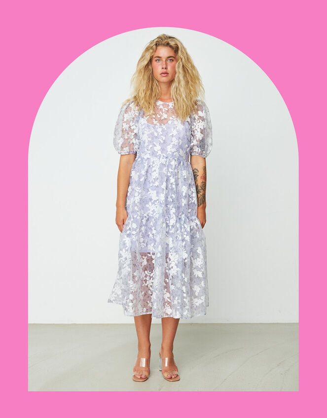 Crās Floral Mesh Dress, Purple (LILAC), large