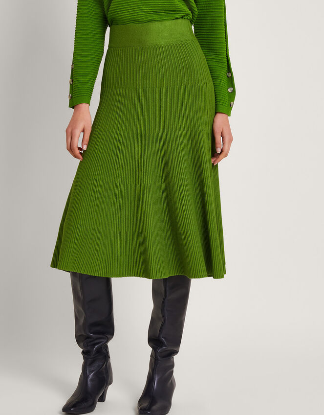 Ola Ottoman Rib Skirt, Green (GREEN), large