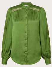 Annaleigh Lace Insert Shirt , Green (GREEN), large