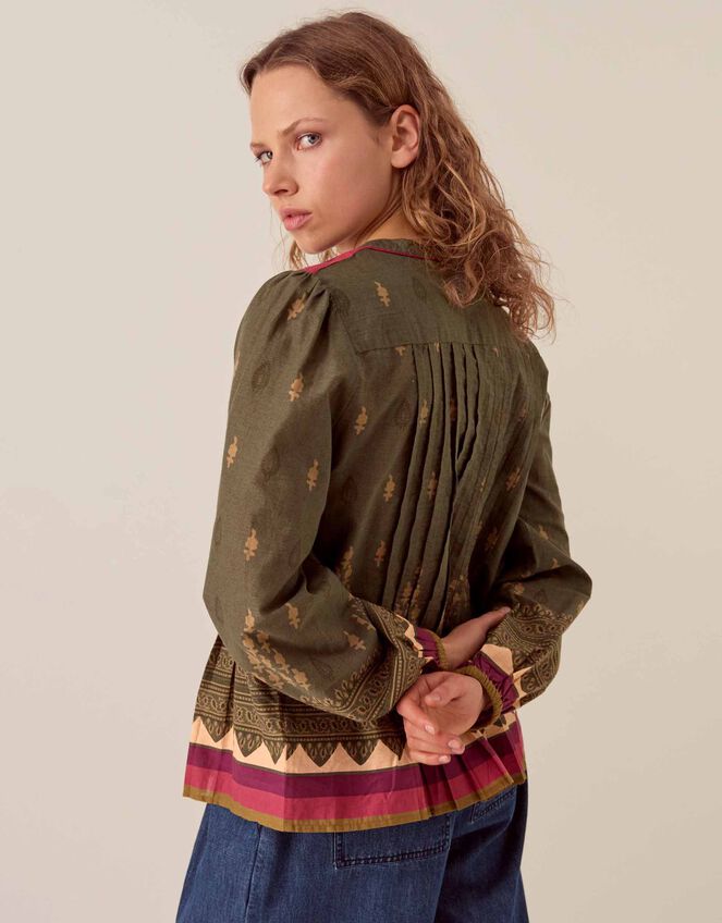 East Apate Print Top, Green (KHAKI), large