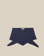 East Issy Knitted Triangle Scarf, Blue (NAVY), large
